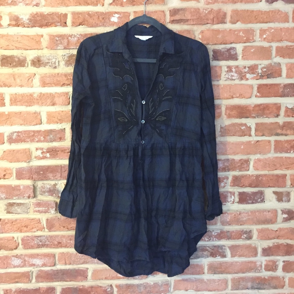 Blue and Black Embellished Tunic